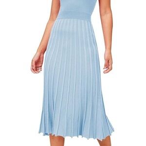 Chic Sky Blue Pleated Dress